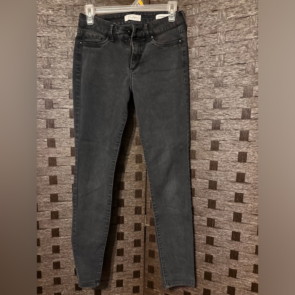 Jessica Simpson Skinny Jeans Womens 28 Mid Rise Washed Black Charcoal Stretch